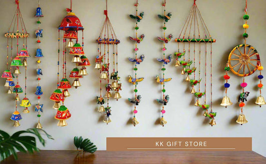 Handmade Rajasthani Toran wall hanging with colorful beads and thread work