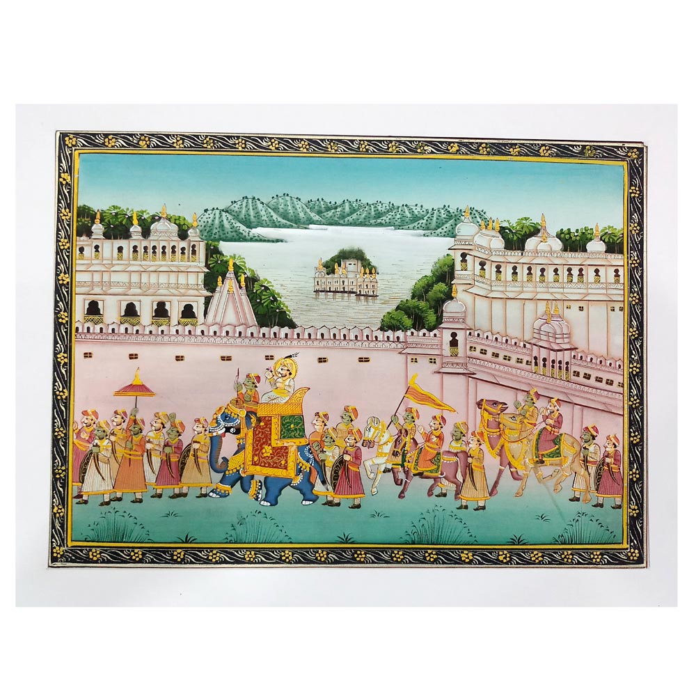 Handmade Painting Collection - Mughal Silk Painting, Marble Bani Thani Art, and Radha Krishna Miniature by KK Gift Store Jaipur