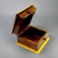A 10cm handmade wooden box with multi-color painting, ideal for storing jewelry.