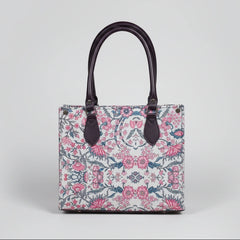 Side profile of the 12x10 inch textured tote bag showing size and scale.