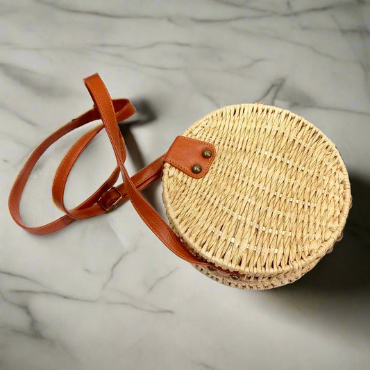 Round Jute Sling Bag