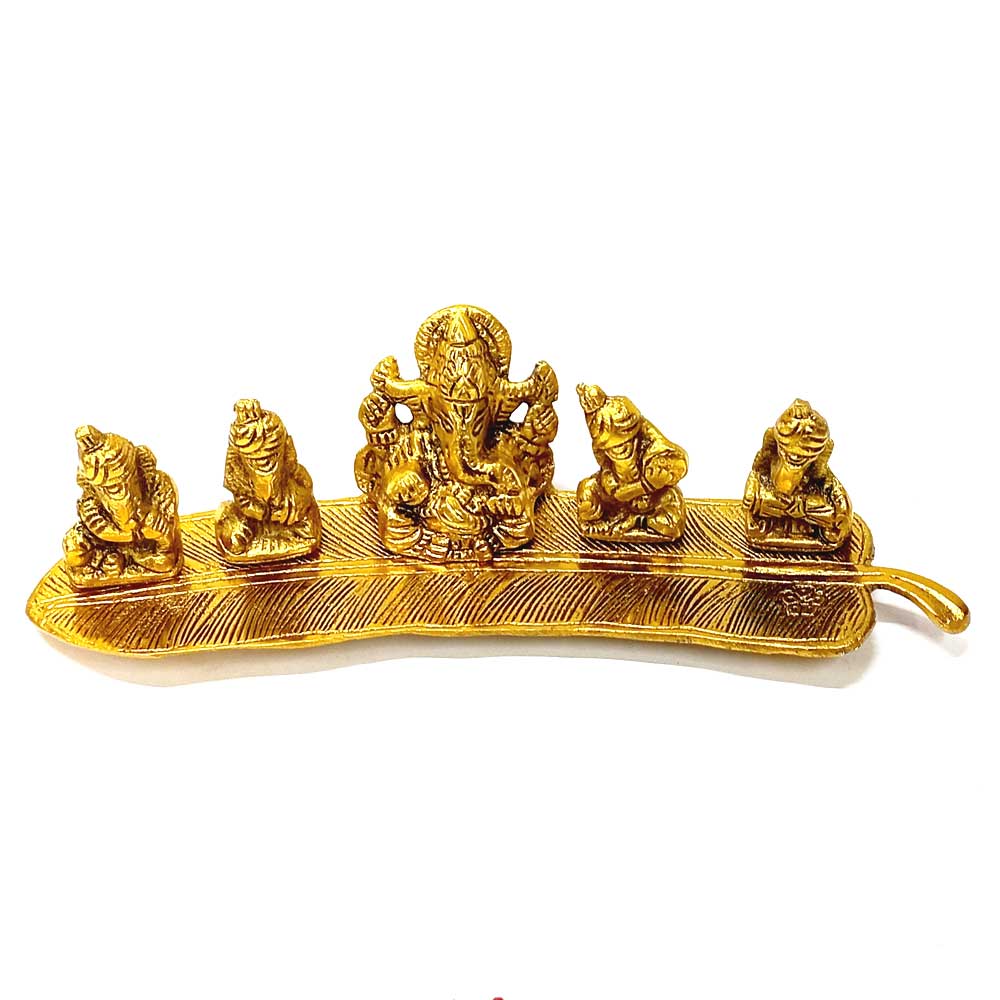 A 25cm metal Ganesh statue with a golden finish, a beautiful addition to home decor.