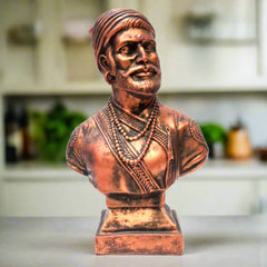 A 26cm tall marble dust sculpture of the Maratha King, Chhatrapati Shivaji.