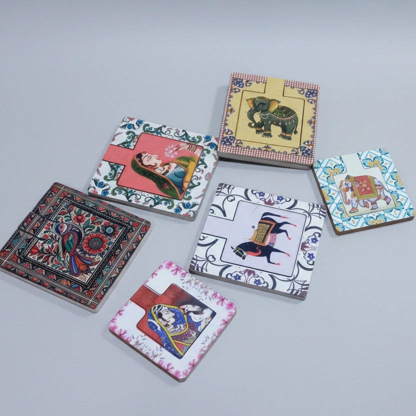 Size comparison of 3x3 inch and 4x4 inch wooden MDF pocket mirrors.