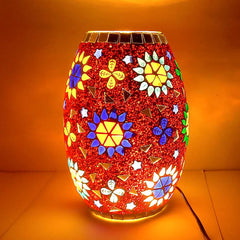 An ambient mosaic table lamp with a 6A 2-pin plug, a ready-to-use lighting fixture.