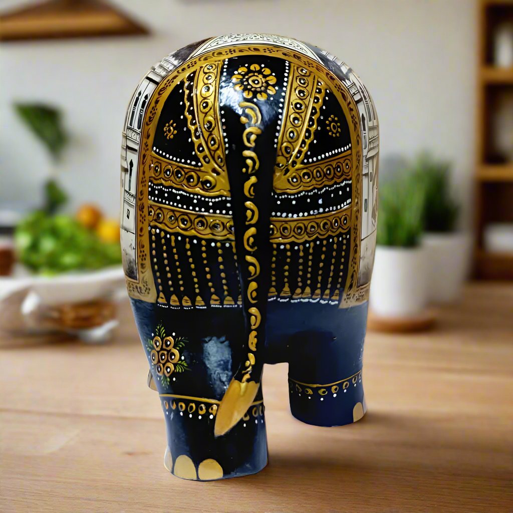 Unique handcrafted wooden elephant figurine for cultural home decor