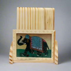 Elegant wooden phone stand with gemstone inlay, ideal for all smartphones