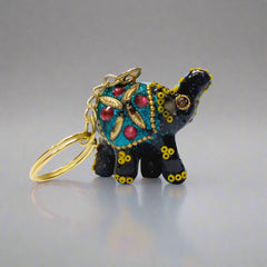 Unique Lac Elephant keychain set of 4, assorted multicolor handcrafted designs