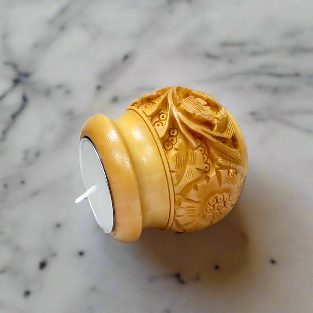 Artisan-crafted wooden tea light holder with natural finish