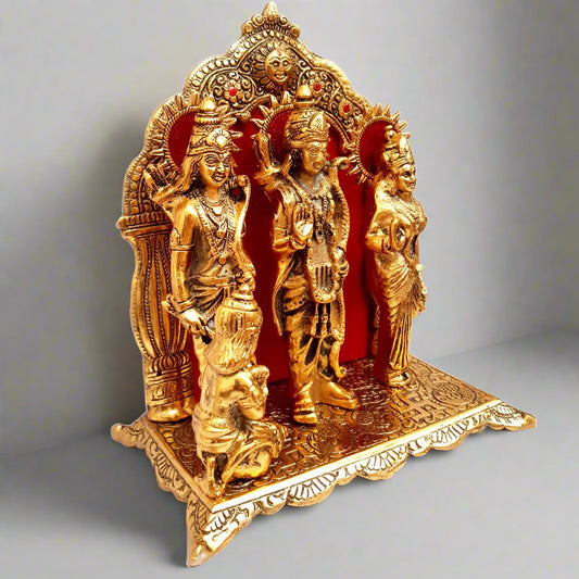 Auspicious metal Ram Darbar statue for home temple and office worship.
