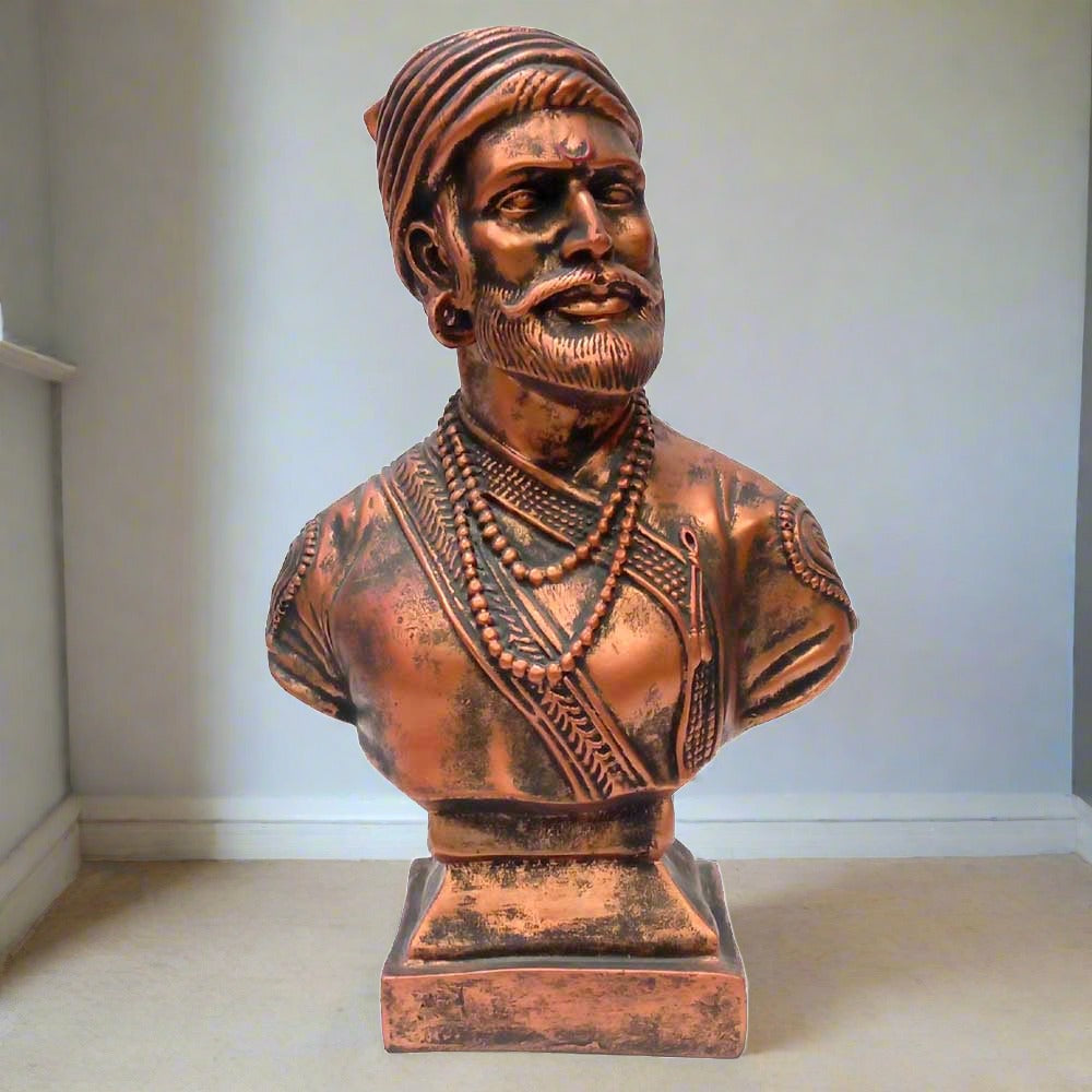 A statue of Chhatrapati Shivaji Maharaj, a great Indian warrior, made of marble dust.