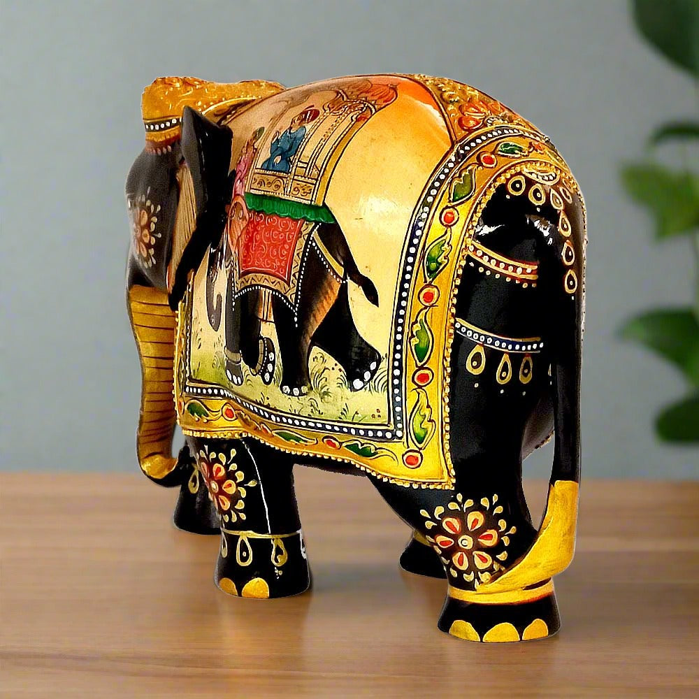 A one-of-a-kind wooden elephant sculpture, a must-have collector's item.