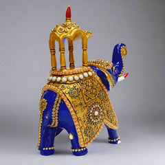 Hand-Painted Meenakari Metal Elephant Showpiece – Symbol of Strength and Good Luck
