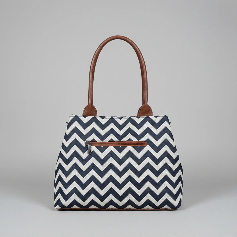 Back view of the ethnic handbag showing the secure backside zipper pocket.