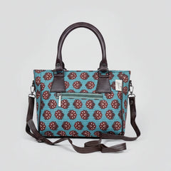 Back view of the handbag showing the secure exterior zip pocket