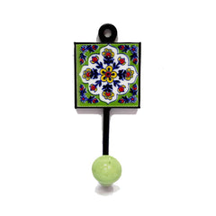 A decorative Blue Pottery key holder and wall hook, a beautiful addition to your home.