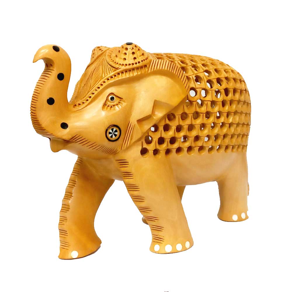 Decorative Kadamba wood elephant figurine showcasing excellent craftsmanship.