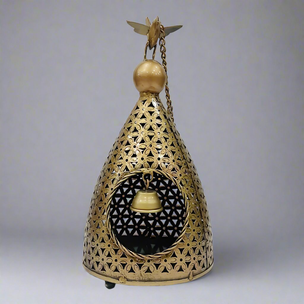 Handcrafted golden oxidized diya holder for living room decoration