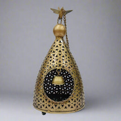 Handcrafted golden oxidized diya holder for living room decoration