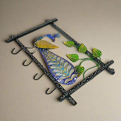 Handcrafted Iron Peacock Key Holder – Stylish Entryway Wall Decor