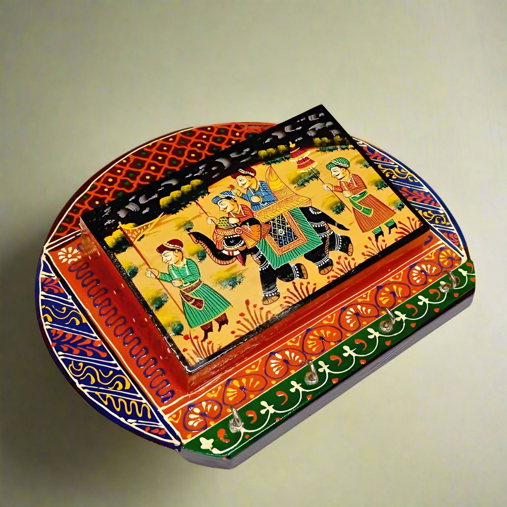 Artisan-crafted wooden wall key holder for home and office