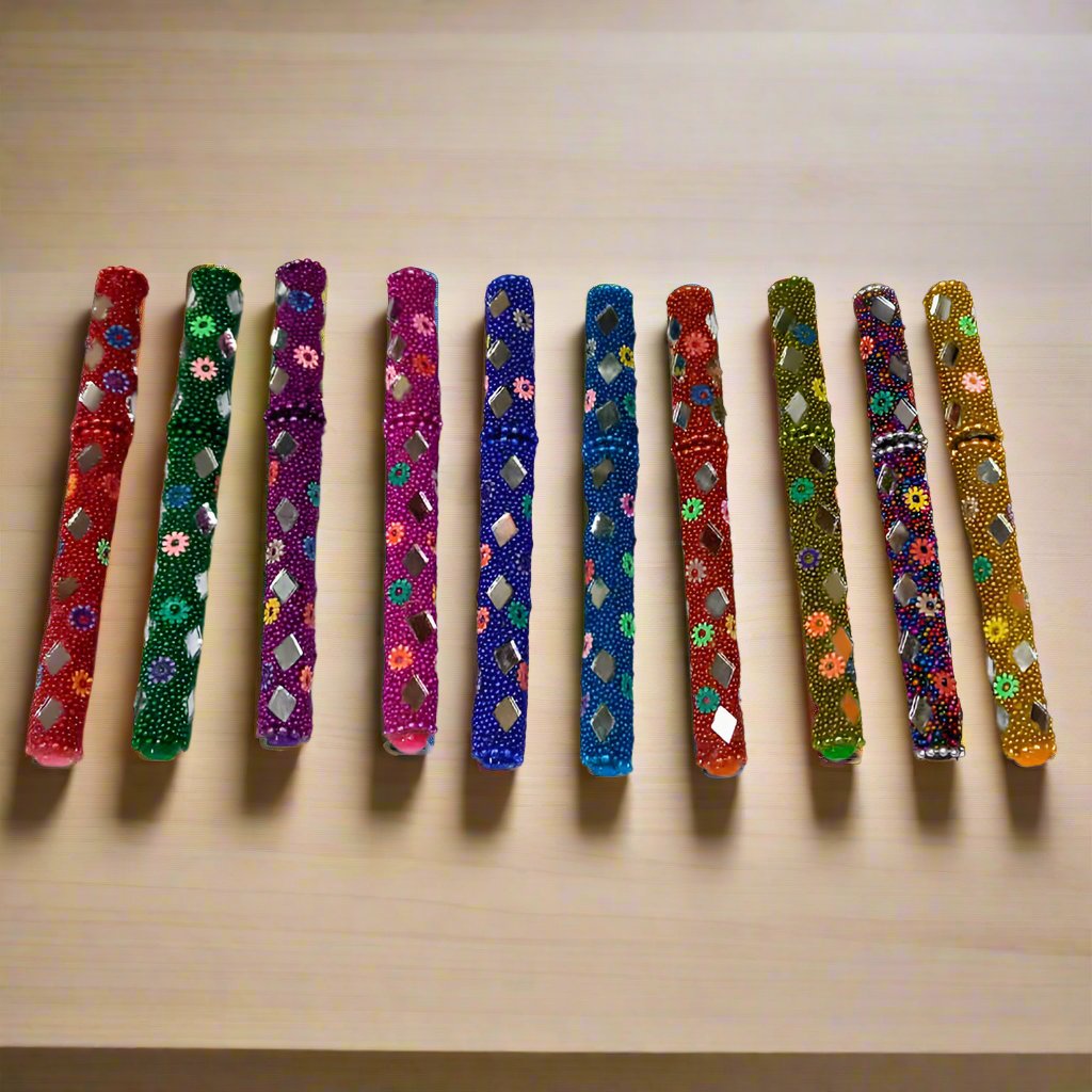 Unique artisan-made lac ball pen with glossy lacquer design