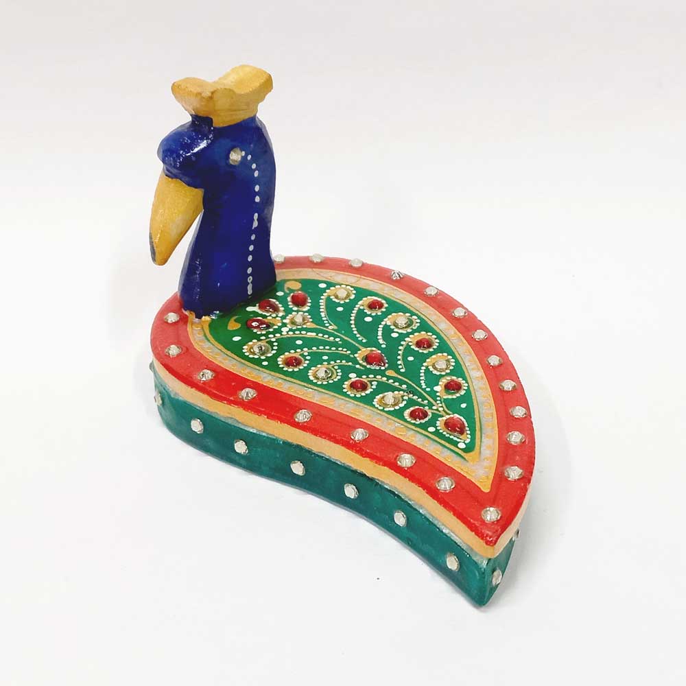 Decorative marble Chopra box for pooja and festival use.