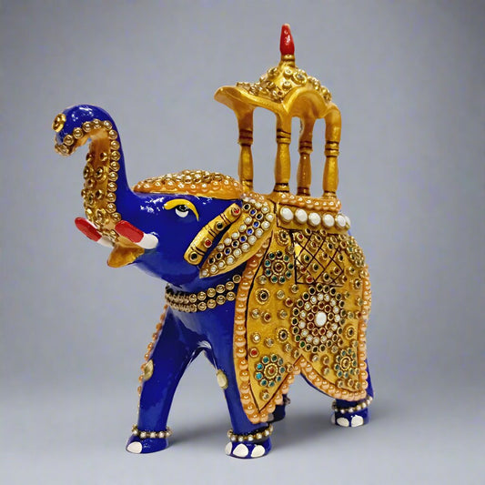 Meenakari Metal Ambabari Elephant Showpiece – Handcrafted Decor with Intricate Enamel Work