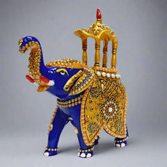 Meenakari Metal Ambabari Elephant Showpiece – Handcrafted Decor with Intricate Enamel Work
