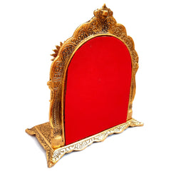 Decorative golden oxidized metal Ram Darbar idol for home and office.