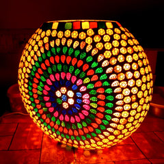 A decorative mosaic lamp, a great wedding gift that creates a warm ambiance.
