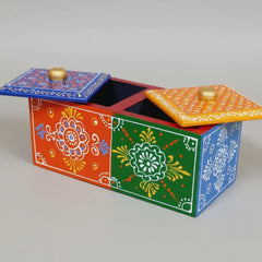 8x4x4 inch wooden gift box with hand-painted details for festive gifting.