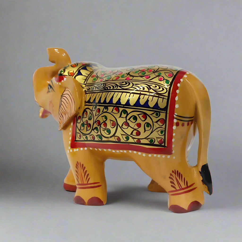 Decorative handcrafted salami elephant made from natural wood