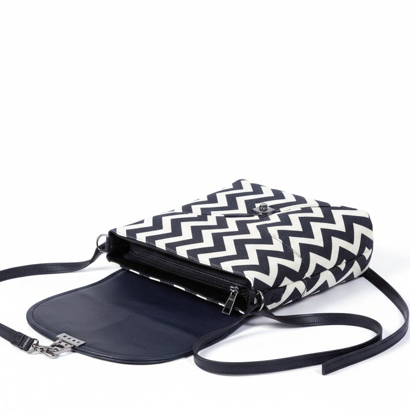 Interior shot showing two separate main zip compartments for organized storage