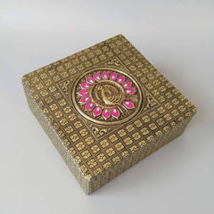 Elegant wooden dry fruit box with glass jars perfect for weddings
