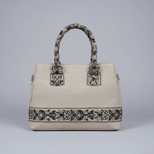 Elegant woven texture handbag with dual top handles and premium tactile finish from KK Gift Store.