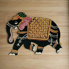 Artisan-crafted elephant fridge magnet, handcrafted wooden décor piece