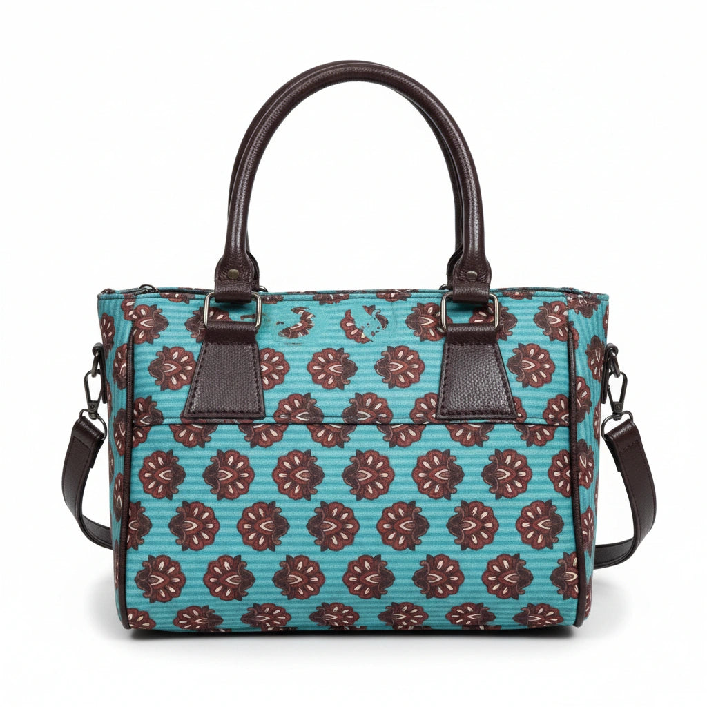 10-inch Ethnic Crossbody Handbag with vibrant woven patterns.