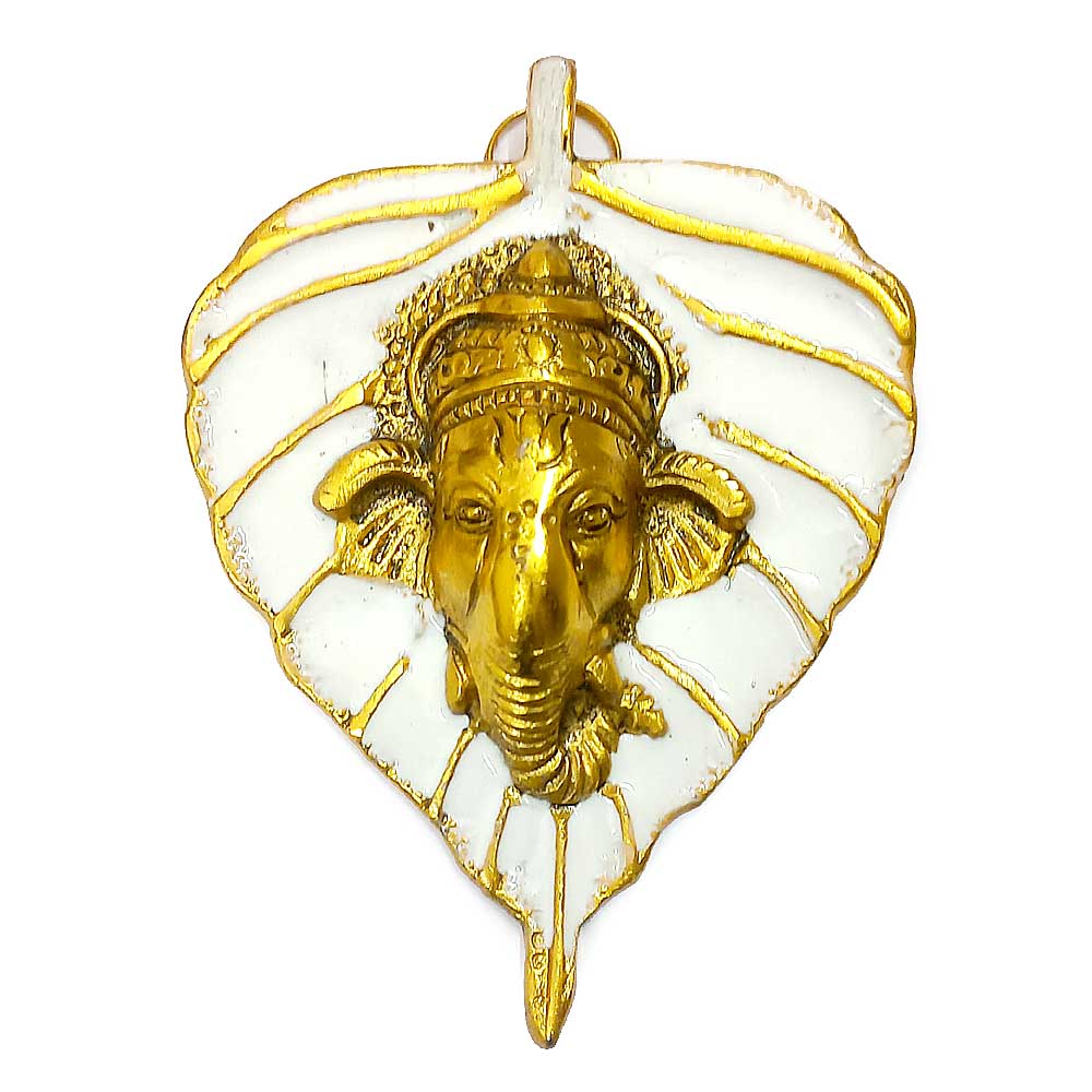 Ganesha leaf wall hanging made of metal, perfect for return gifts.