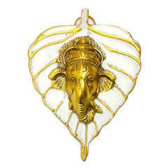 Ganesha leaf wall hanging made of metal, perfect for return gifts.