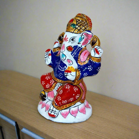Vibrant multi-color lotus Ganesha statue for pooja room décor