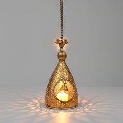 30cm golden oxidized iron bird nest design tealight and diya holder for home decor.
