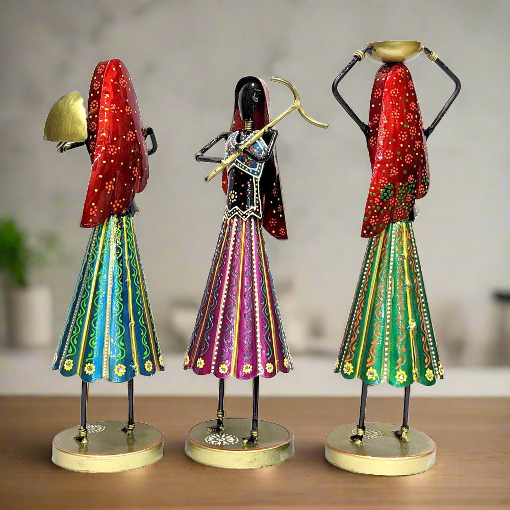 A hand-painted iron farmer doll showpiece set, perfect for a corner or showcase.