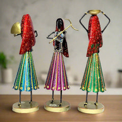 A hand-painted iron farmer doll showpiece set, perfect for a corner or showcase.