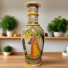 Traditional Indian marble vase with lady painting