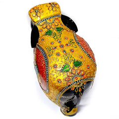 A hand-painted wooden elephant statue, a stunning and unique gift idea.