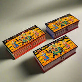 Jaipuri hand-painted wooden jewelry box with vibrant traditional design