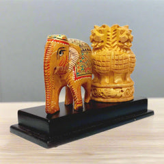 Handcrafted Ashoka Pillar pen holder, perfect as an office gift item.