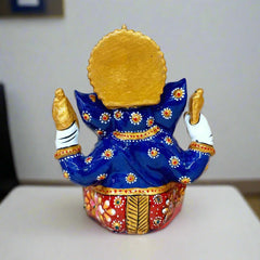 Spiritual metal enamel Ganesha with crown for home and office décor