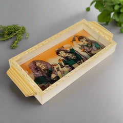 Elegant wooden tray adorned with real gemstone artwork